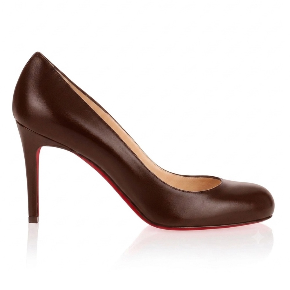 Christian Louboutin Vintage Simple Pump 85 Leather Low Mid Height Heels Brown 36